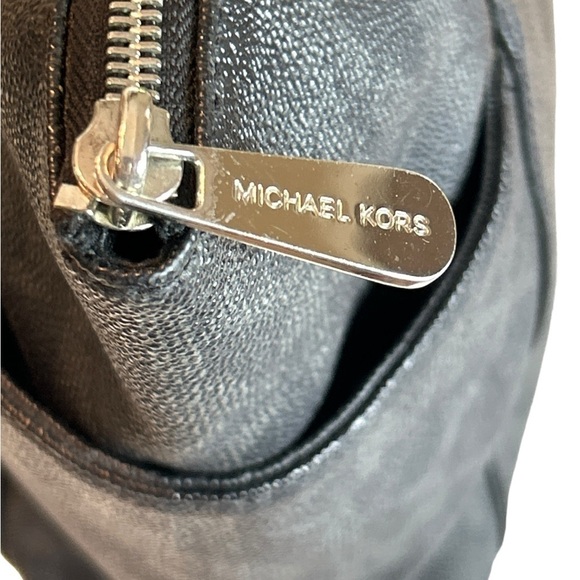 MICHAEL Michael Kors Black Gray Monogram Double Handle Large Tote Footed Pocket - Picture 5 of 13